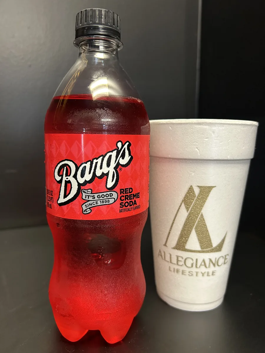 Red Creme soda bottle by Barq's