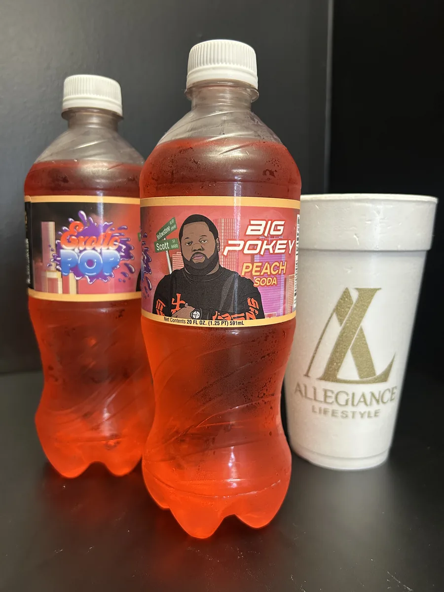 Big Pokey Peach Soda soda bottle by Exotic Pop