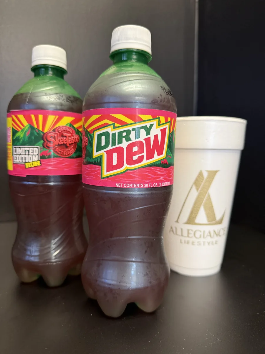 Dirty Dew soda bottle by Skeetaste
