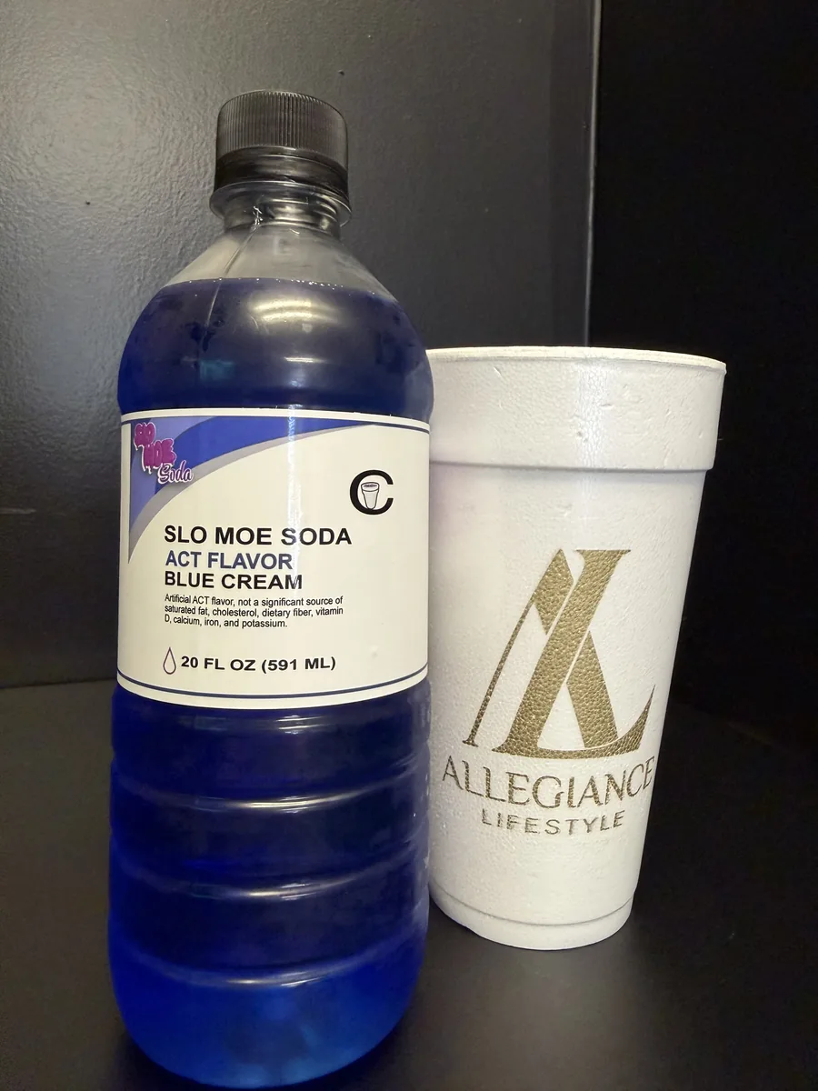 Blue Cream soda bottle by Slo Moe Soda