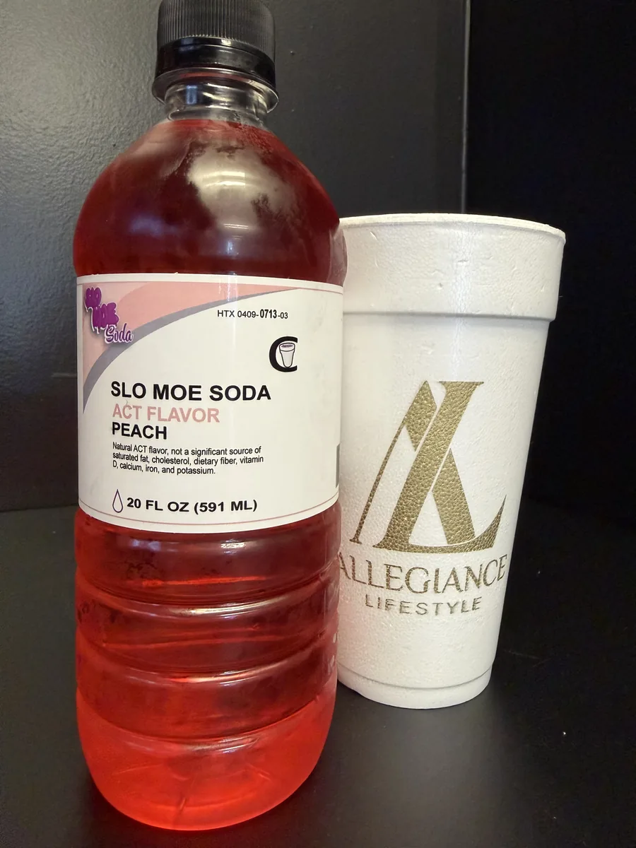 Peach ACT Flavor soda bottle by Slo Moe Soda