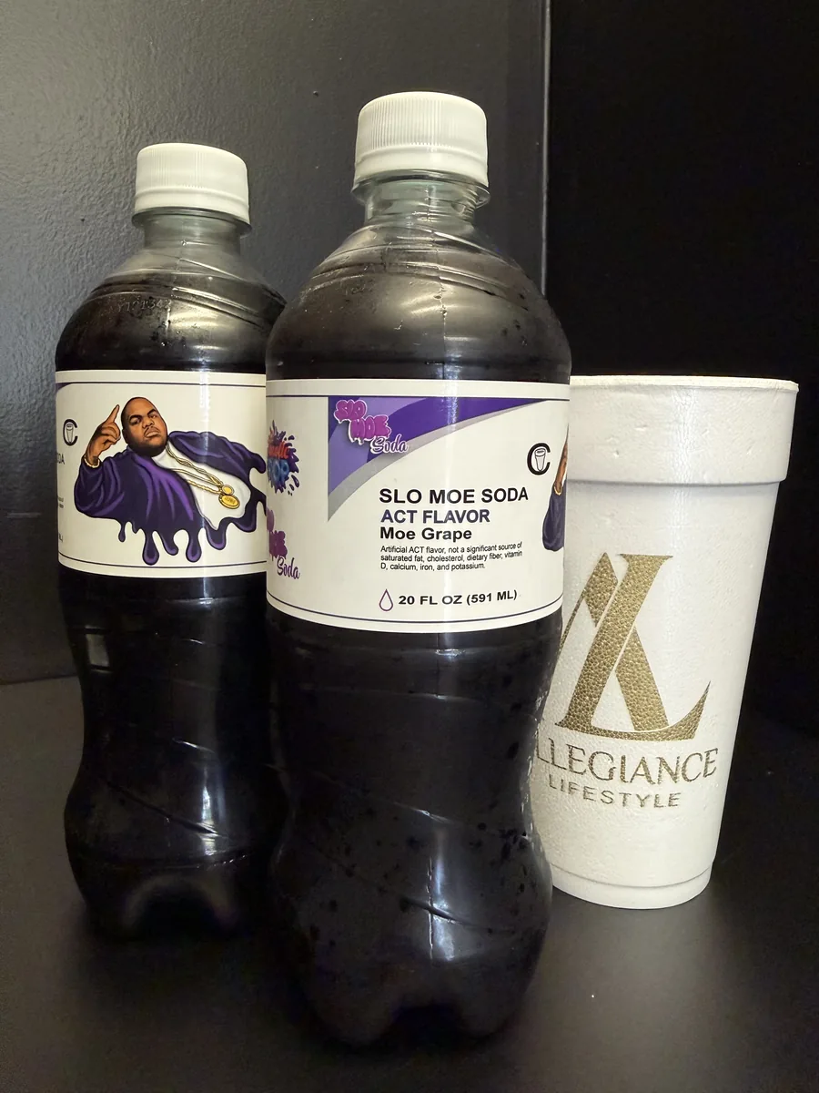 Moe Grape ACT Flavor soda bottle by Slo Moe Soda x Exotic Pop