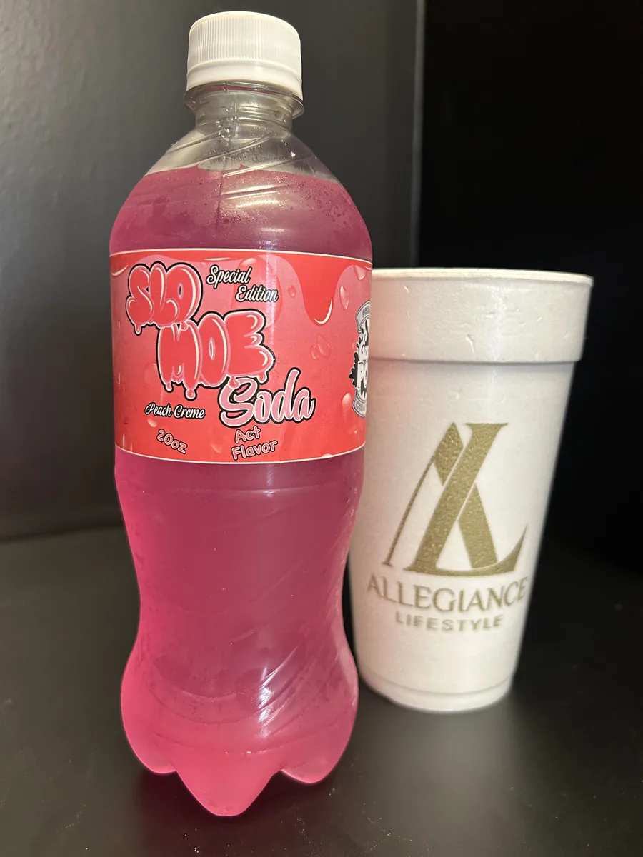Peach Cream soda bottle by Slo Moe Soda x Exotic Pop