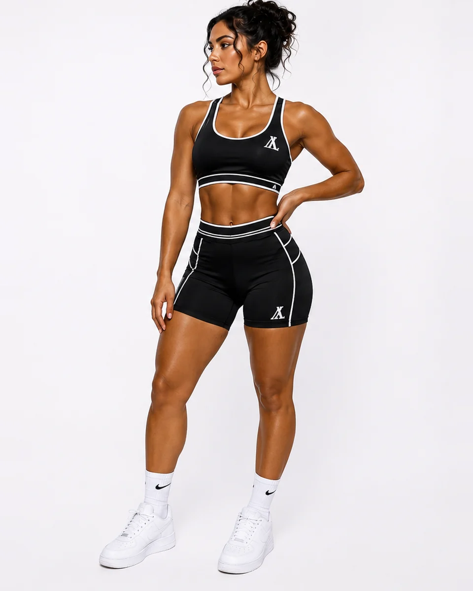 Women's sports bra and contour shorts workout set by Allegiance Lifestyle